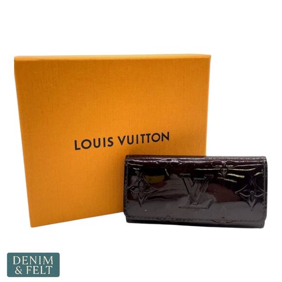 Louis Vuitton Vernis 4 Key Holder Amarante Monogram Patent Leather Wallet - Picture 1 of 16